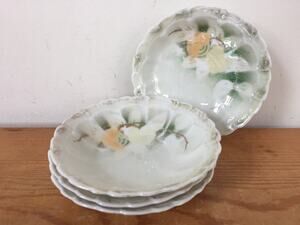 Set 4 Vtg Antique Bavarian Weimar Germany Porcelain Handpainted Fruit Berry Bowl